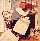 Norman Rockwell Famous Paintings - Man Charting War Maneuvers